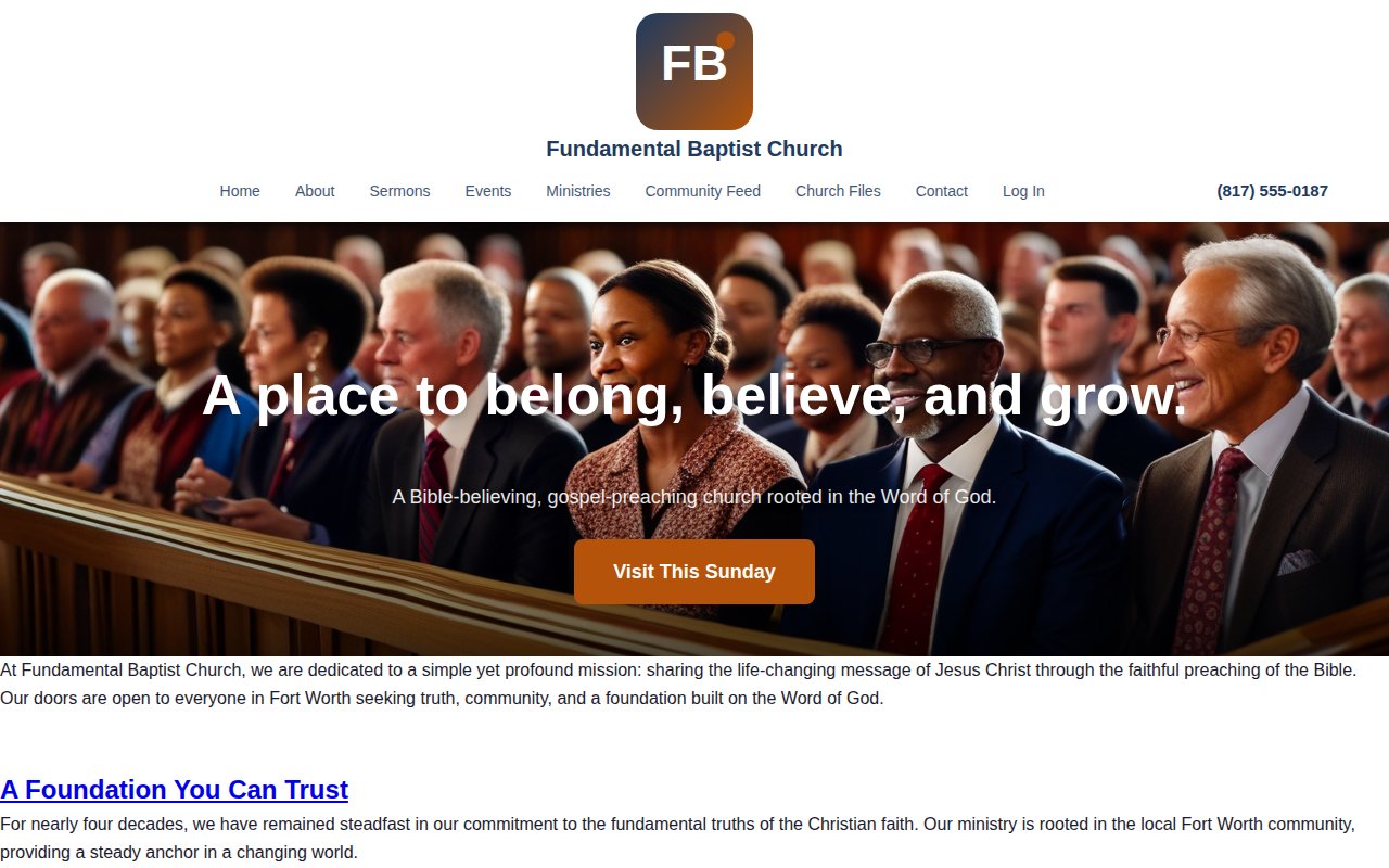 Baptist Church Demo screenshot