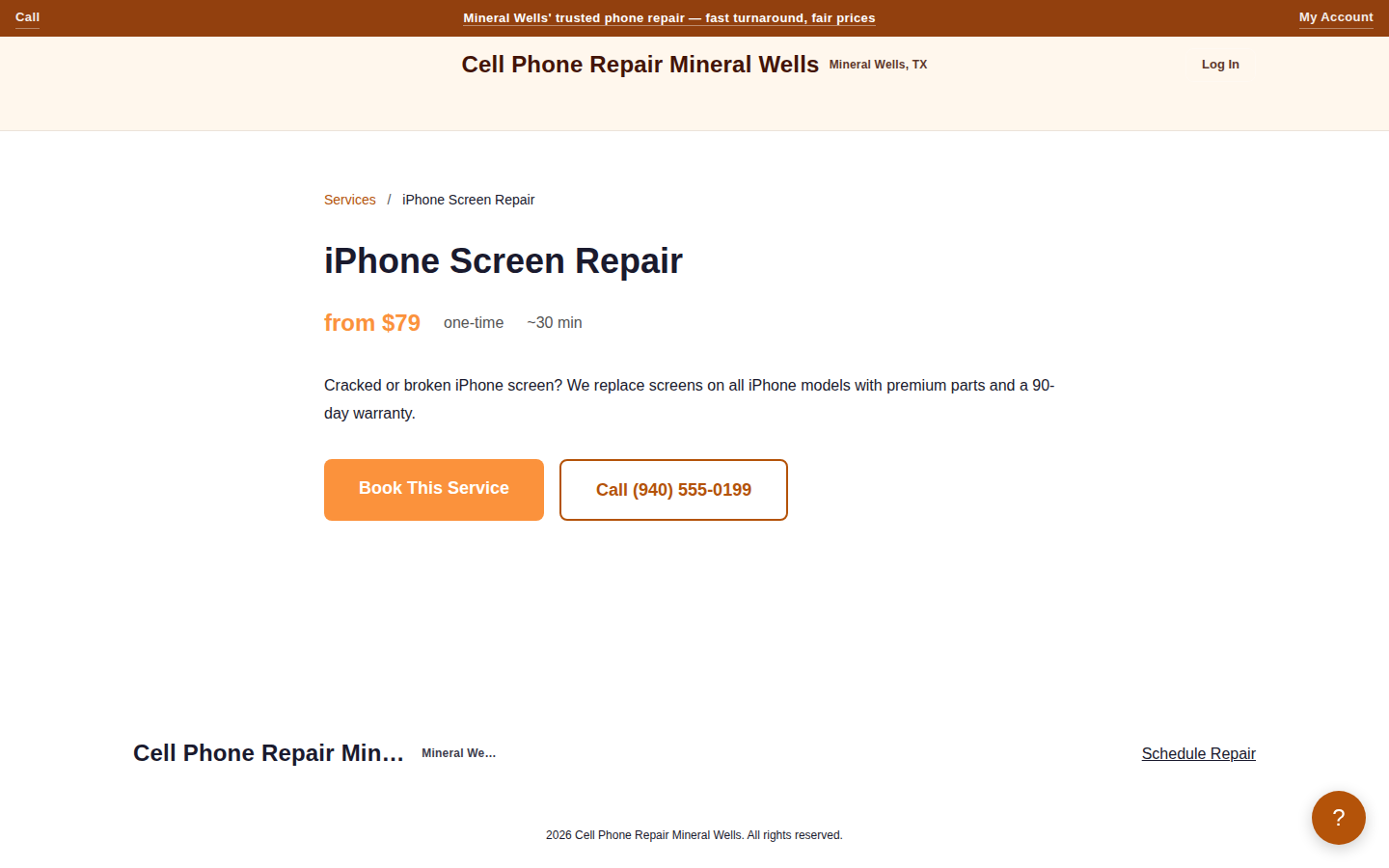 Mineral Wells Repair Demo desktop feature