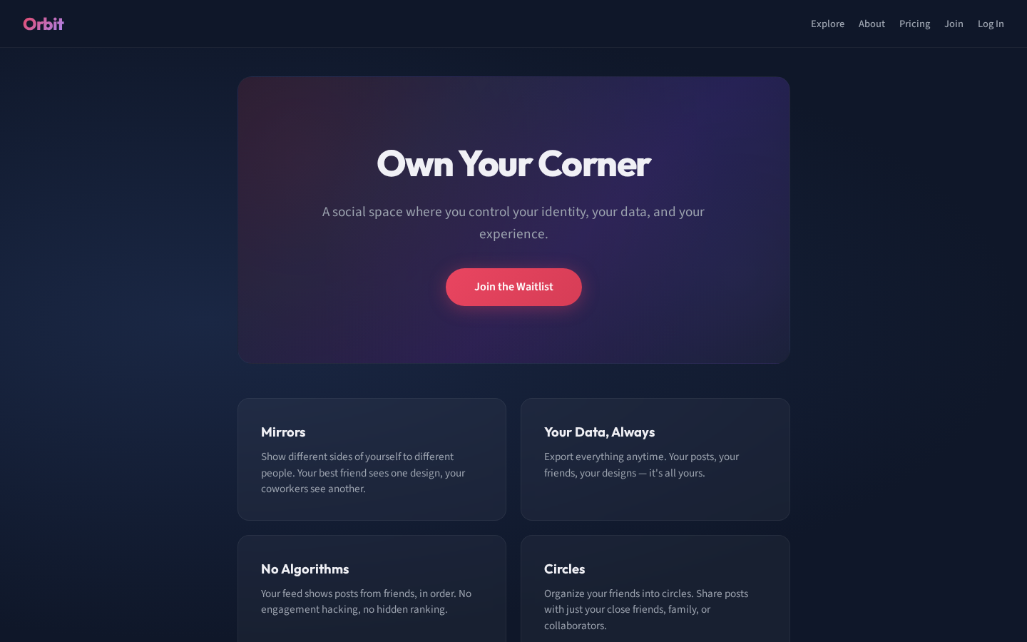 Orbit Demo desktop home