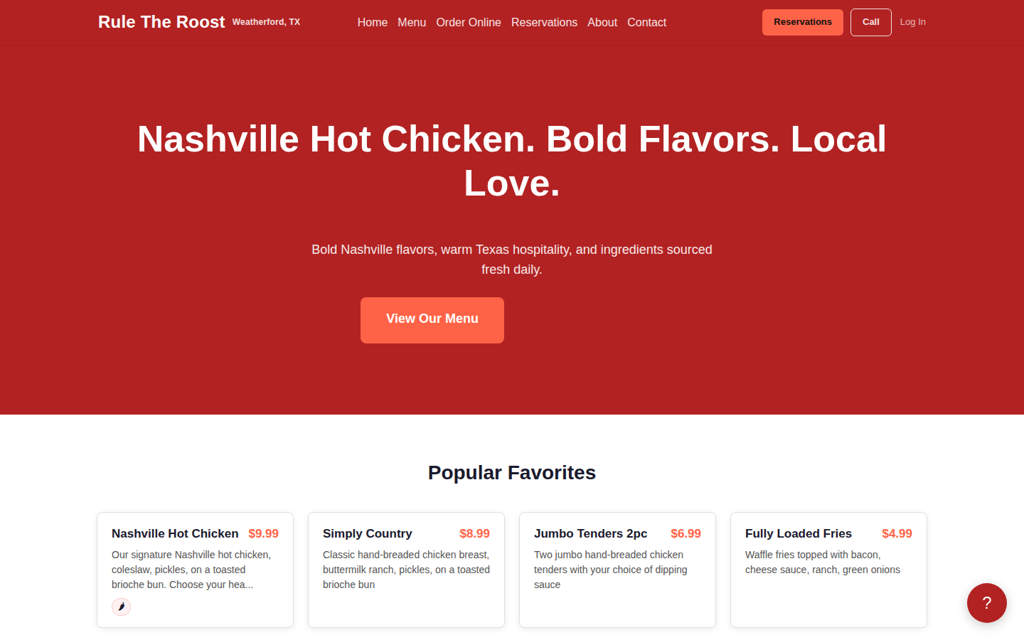 Restaurant Demo desktop home