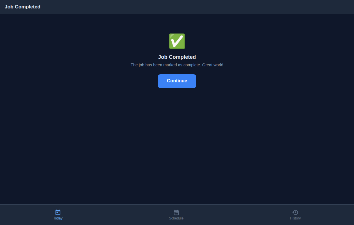 Job completed success confirmation