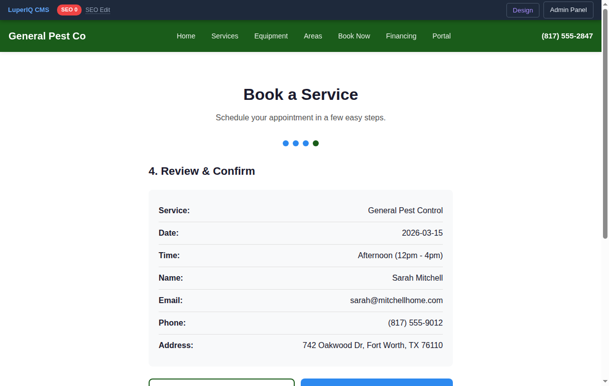 Booking step 4 - review